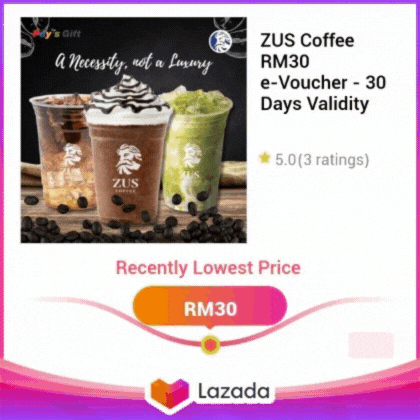 LZD - ZUS Coffee RM30 e-Voucher - 30 Days Validity